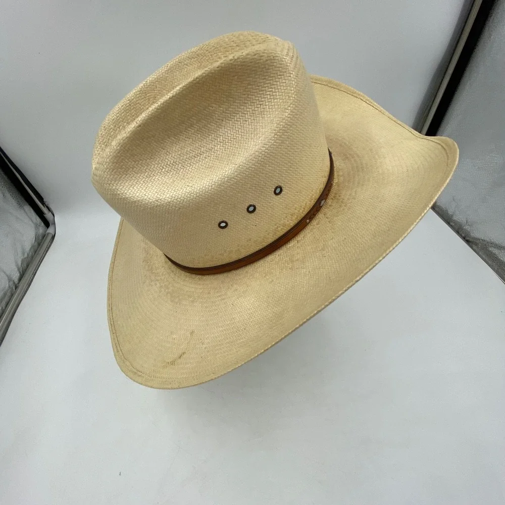 Resistol Mens 7 1/8 George Strait Collection Straw Cowboy Hat Tan Western Rodeo